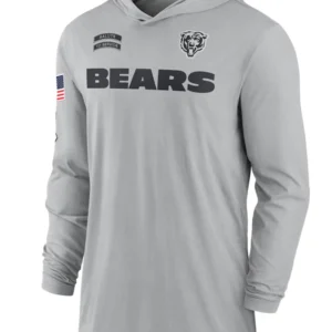 Chicago Bears 2024 Salute To Service Long Sleeve Hooded T-Shirt