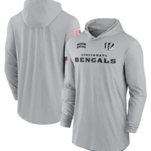 Cincinnati Bengals 2024 Salute To Service Long Sleeve Hooded T-Shirt