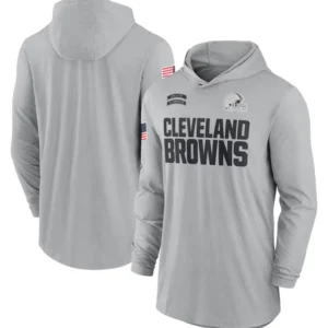 Cleveland Browns 2024 Salute To Service Long Sleeve Hooded T-Shirt