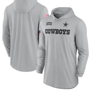 Dallas Cowboys Salute To Service 2024 Long Sleeve Hooded T-Shirt