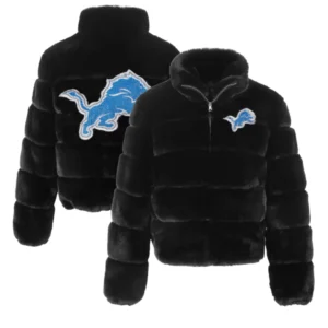 Detroit Lions Black Faux Fur Jacket