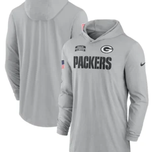 Green Bay Packers 2024 Salute To Service Long Sleeve Hooded T-Shirt
