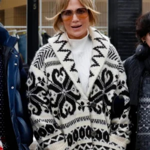 Jennifer Lopez Wool Blend Jacquard Cardigan