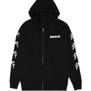 Lana Del Rey Black Hoodie With Ribbon Sleeves