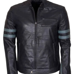 Blue Stripe Retro Black Jacket