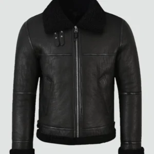 Men's Jet Black Shearling Jacket