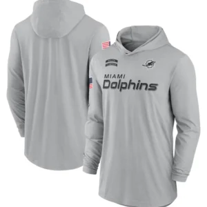 Miami Dolphins 2024 Salute To Service Long Sleeve Hooded T-Shirt