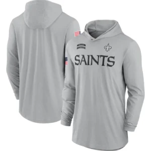 New Orleans Saints 2024 Salute To Service Long Sleeve Hooded T-Shirt