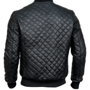 Diamond Quilted Black Leather Jacket