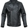Mens Black Asymmetrical Motorcycle Leather Jacket