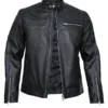 Mens Black Cafe Racer Leather Jacket