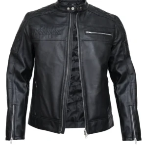 Mens Black Cafe Racer Leather Jacket