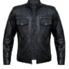 Men’s Black Cafe Racer Motorcycle Leather Jacket