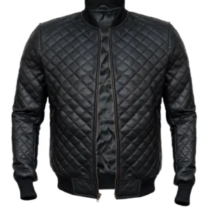 Men’s Black Diamond Quilted Leather Jacket