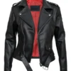 Women’s Black Leather Asymmetrical Bikers Jacket