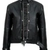 Women’s Black Leather Belted Moto Jacket