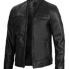 Men Biker Black Leather Jacket