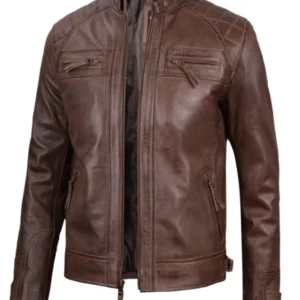 Men Brown Chocolate Biker Leather Jacket