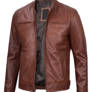Men Cafe Racer Brown Biker Jacket