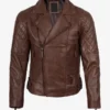 Men Quilted Asymmetrical Leather Biker Jacket