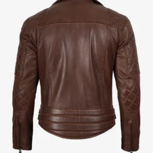 Men Quilted Asymmetrical Leather Biker Jacket