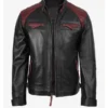 Mens Black And Burgundy Leather Jacket