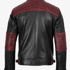Mens Burgundy And Black Leather Jacket