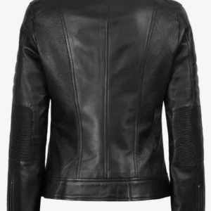 Women Black Cafe Racer Leather Biker Style Jacket