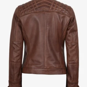 Women Quilted Brown Leather Jacket