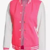 Women White And Pink Bomber Jacket