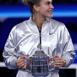 2025 US Open Aryna Sabalenka Nike Silver Crop Jacket