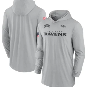 Baltimore Ravens 2024 Salute To Service Long Sleeve Hooded T-Shirt