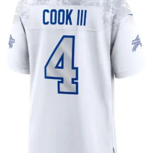 Buffalo Bills James Cook III 2025 White Rivalries Collection Game Jersey