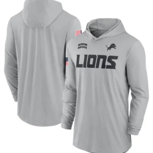 Detroit Lions 2024 Salute To Service Long Sleeve Hooded T-Shirt