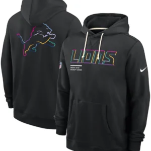 Detroit Lions Black 2025 Crucial Catch Sideline Hoodie