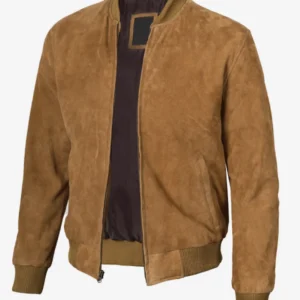 Men's Brown Suede Bomber Jacket