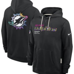 Miami Dolphins Black 2025 Crucial Catch Sideline Hoodie