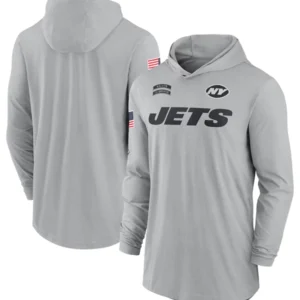 New York Jets 2024 Salute To Service Long Sleeve Hooded T-Shirt