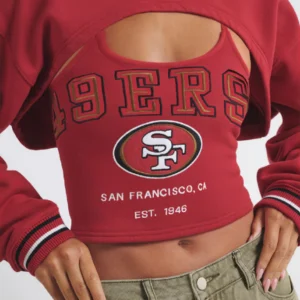 San Francisco 49ers Off Season Scarlet Fleece Shrug Cami
