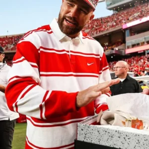 Travis Kelce Red Striped Rugby Shirt
