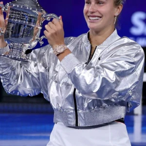 US Open 2025 Aryna Sabalenka Nike Silver Crop Jacket