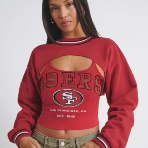 Women San Francisco 49ers Off Season Scarlet Fleece Shrug Cami