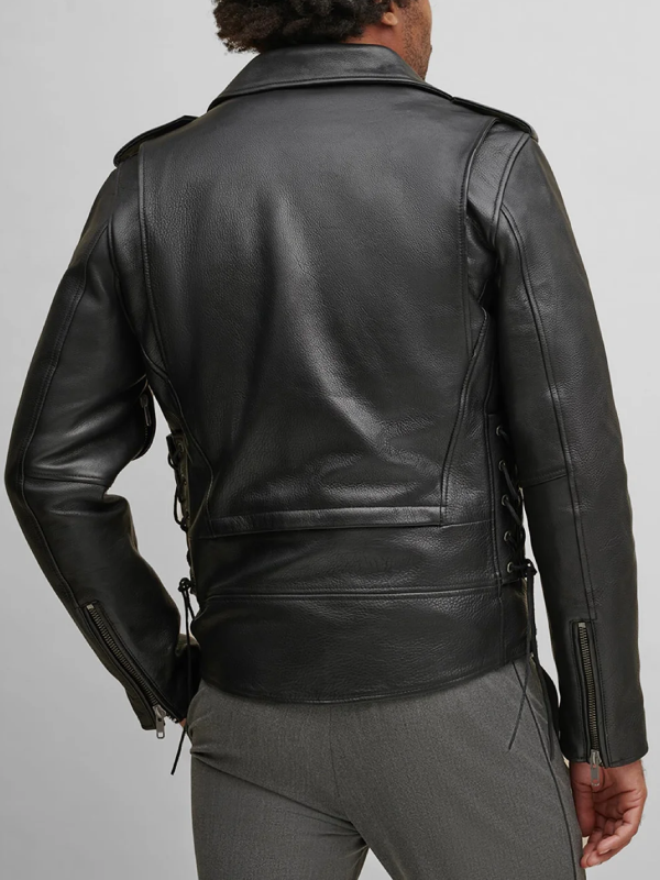 Black Leather Rider Jacket For Men