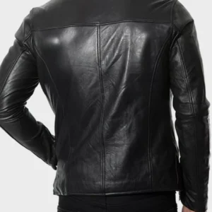 Café Racer Mens Black Plain Leather Jacket