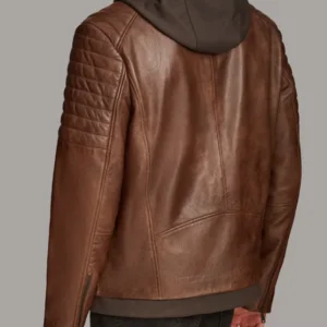 Leather Moto Jacket With Removable Hood For Men’s
