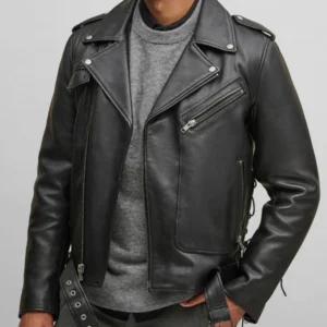 Men Black Leather Rider Jacket