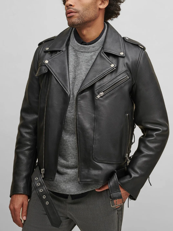 Men Black Leather Rider Jacket