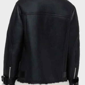 Women’s Black Biker Shearling Leather Jacket