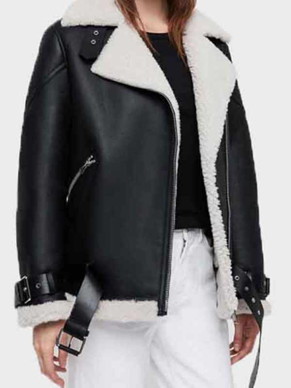 Women’s Black Shearling Leather Jacket
