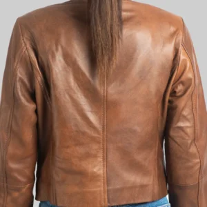 Women’s Brown Distressed Biker Leather Jacket